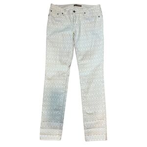 Prana White Tan Stone Diamond Print Kara Skinny Jeans Pants Womens 12/31 Organic